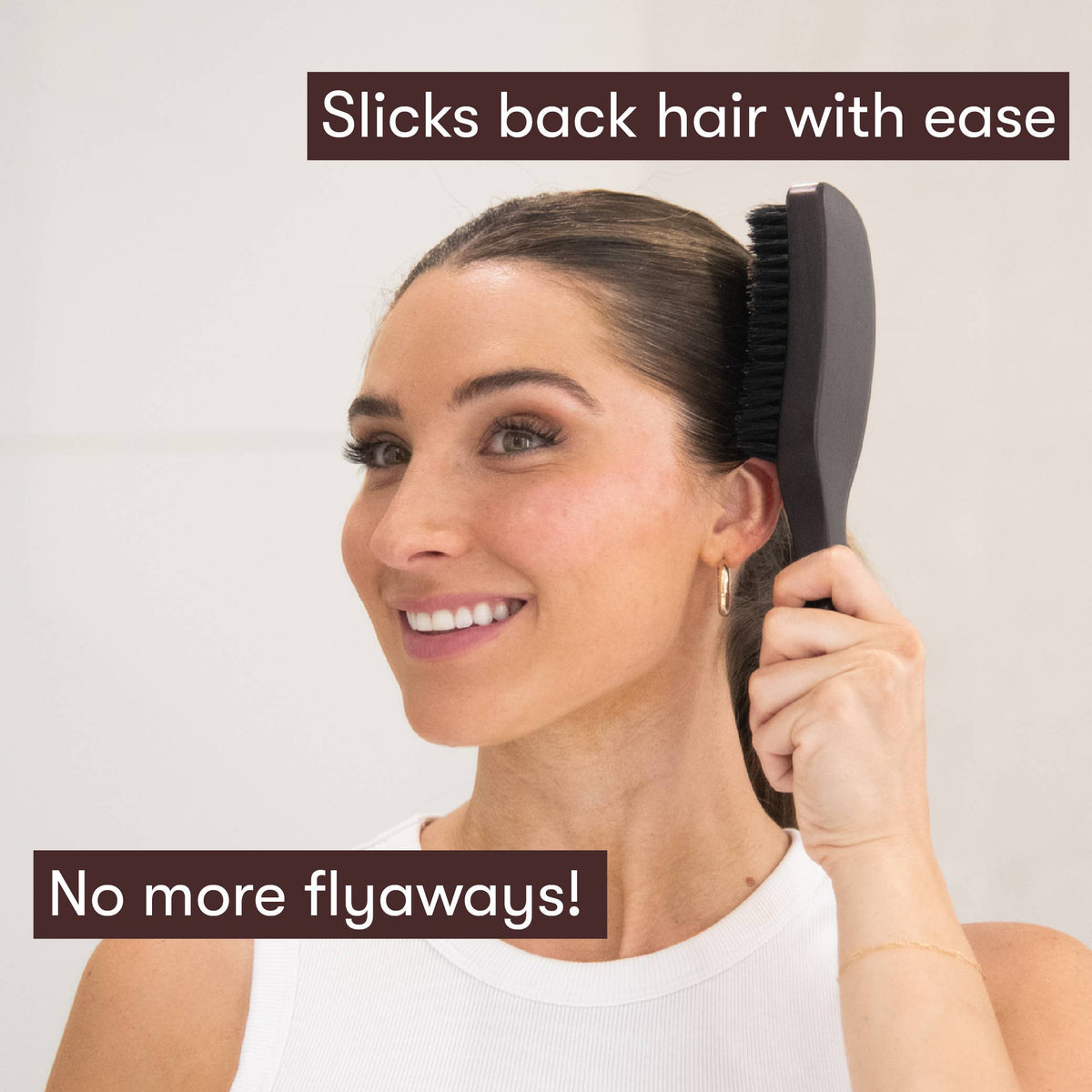 FRAMAR Boar Bristle Hair Brush, Wooden Slick Back Hair Brush