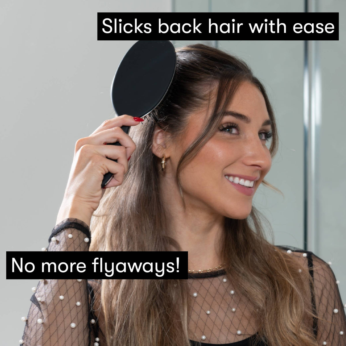 FRAMAR Boar Bristle Hair Brush, Boar Brush For Hair - Black